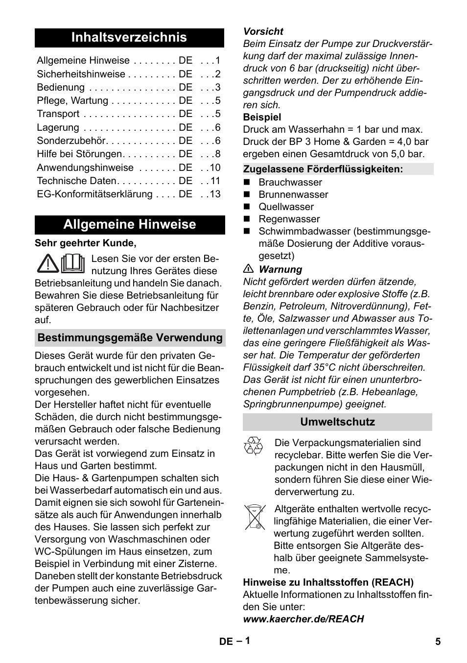 Karcher BP 4 Home & Garden eco!ogic User Manual | Page 5 / 128