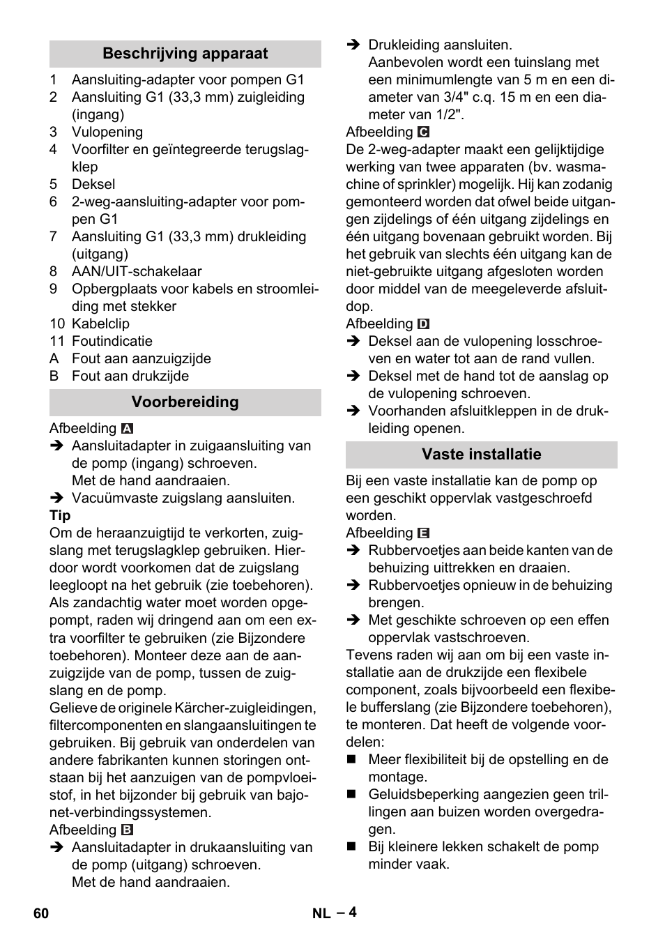 Karcher BP 4 Home & Garden eco!ogic User Manual | Page 60 / 128