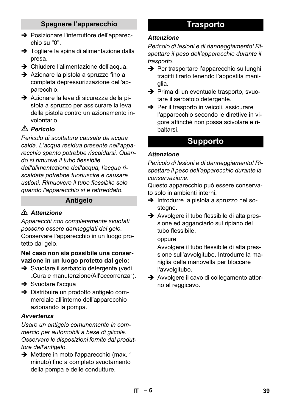 Trasporto supporto | Karcher HD 10-23-4 SX Plus User Manual | Page 39 / 264
