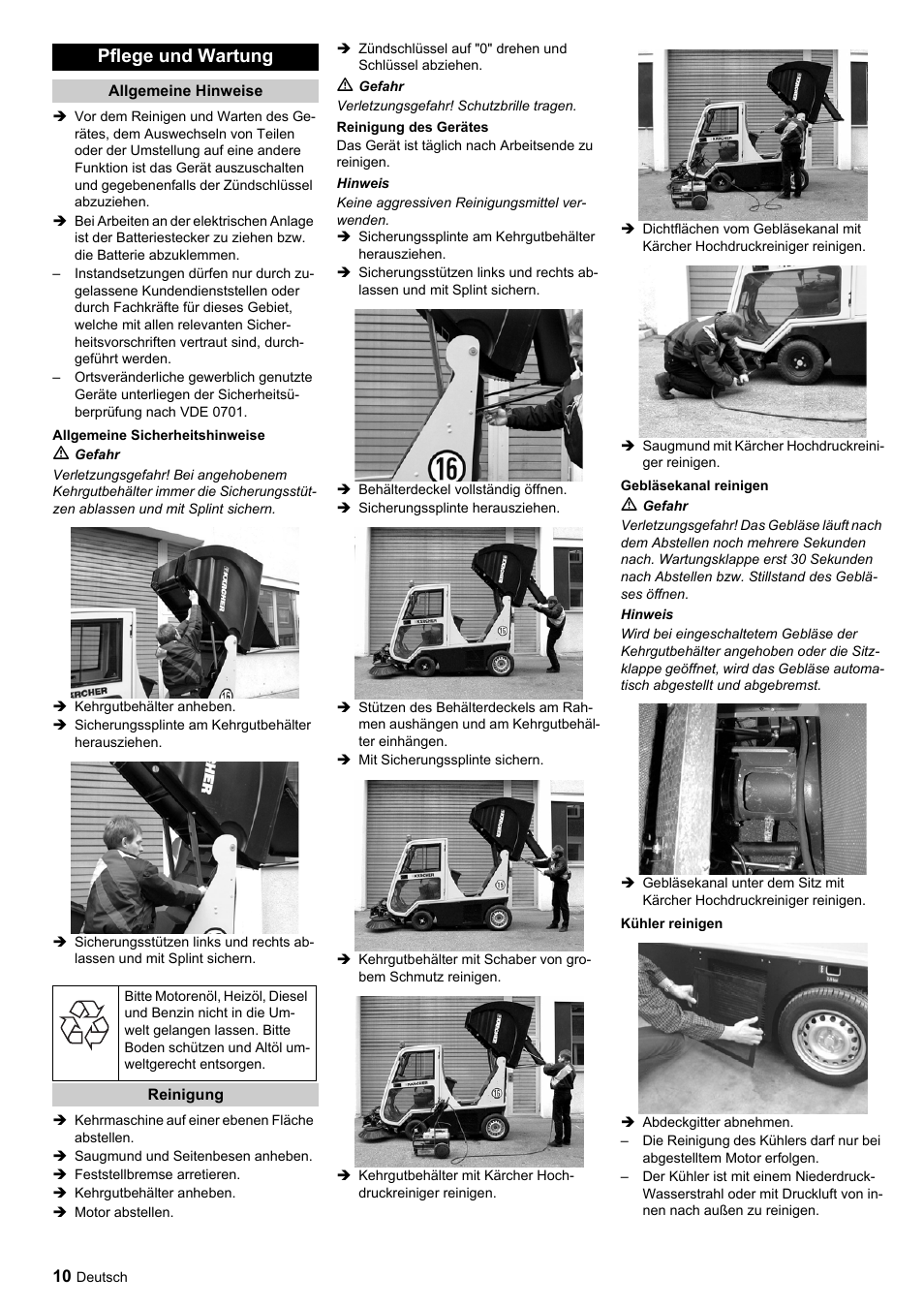 Pflege und wartung | Karcher ICC 1 D Adv User Manual | Page 10 / 347
