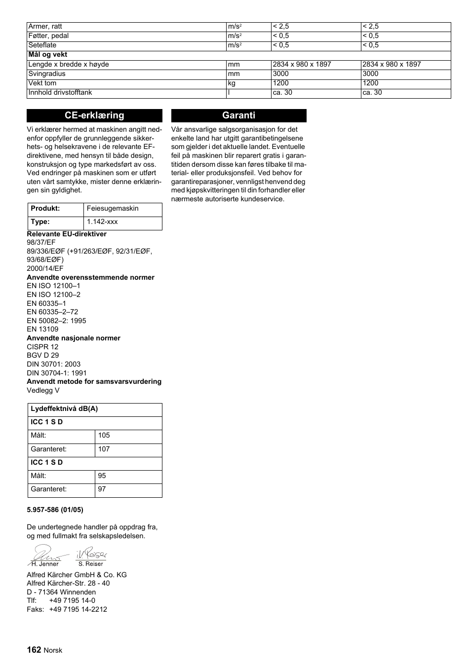 Ce-erklæring, Garanti | Karcher ICC 1 D Adv User Manual | Page 162 / 347