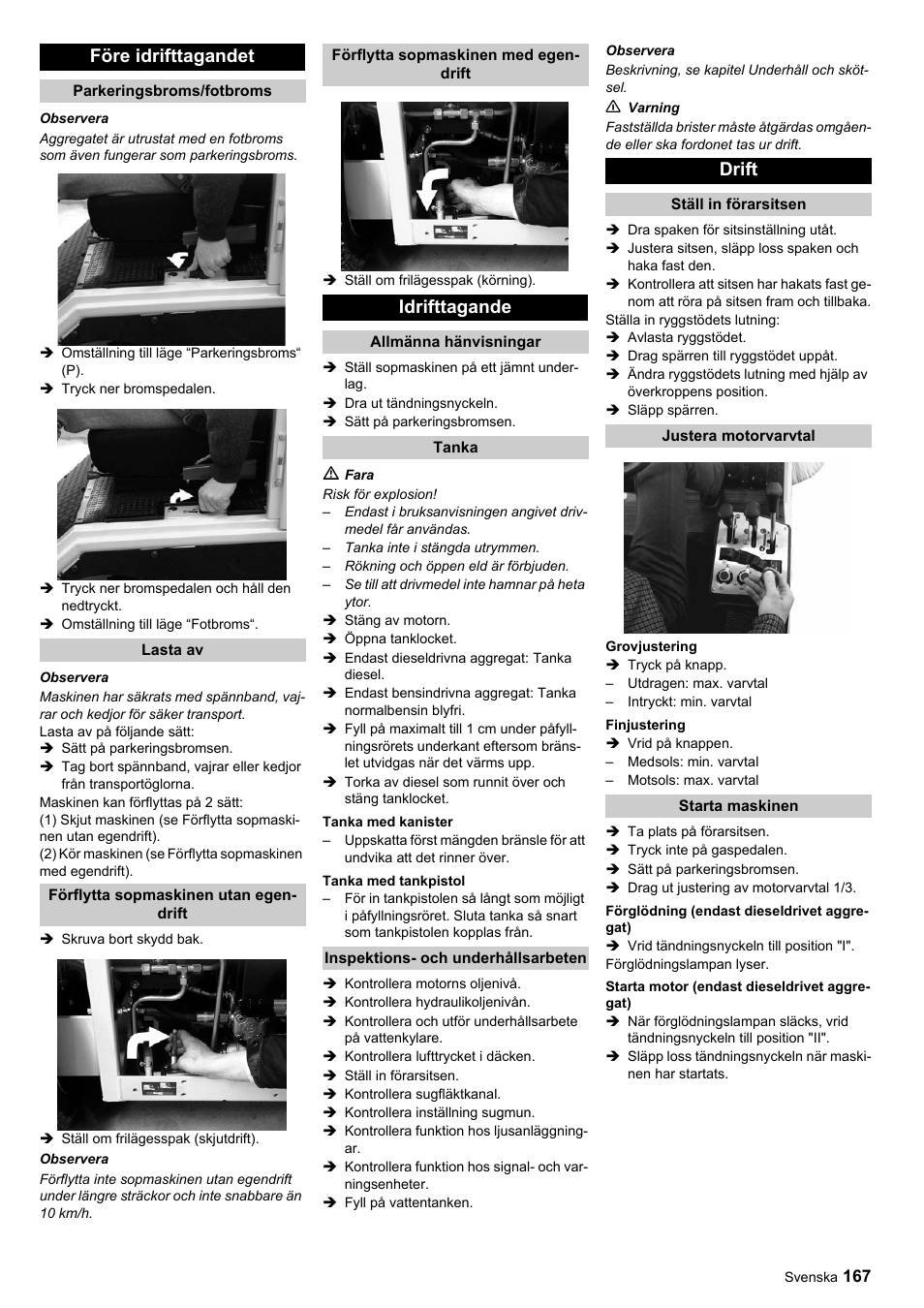 Före idrifttagandet, Idrifttagande, Drift | Karcher ICC 1 D Adv User Manual | Page 167 / 347