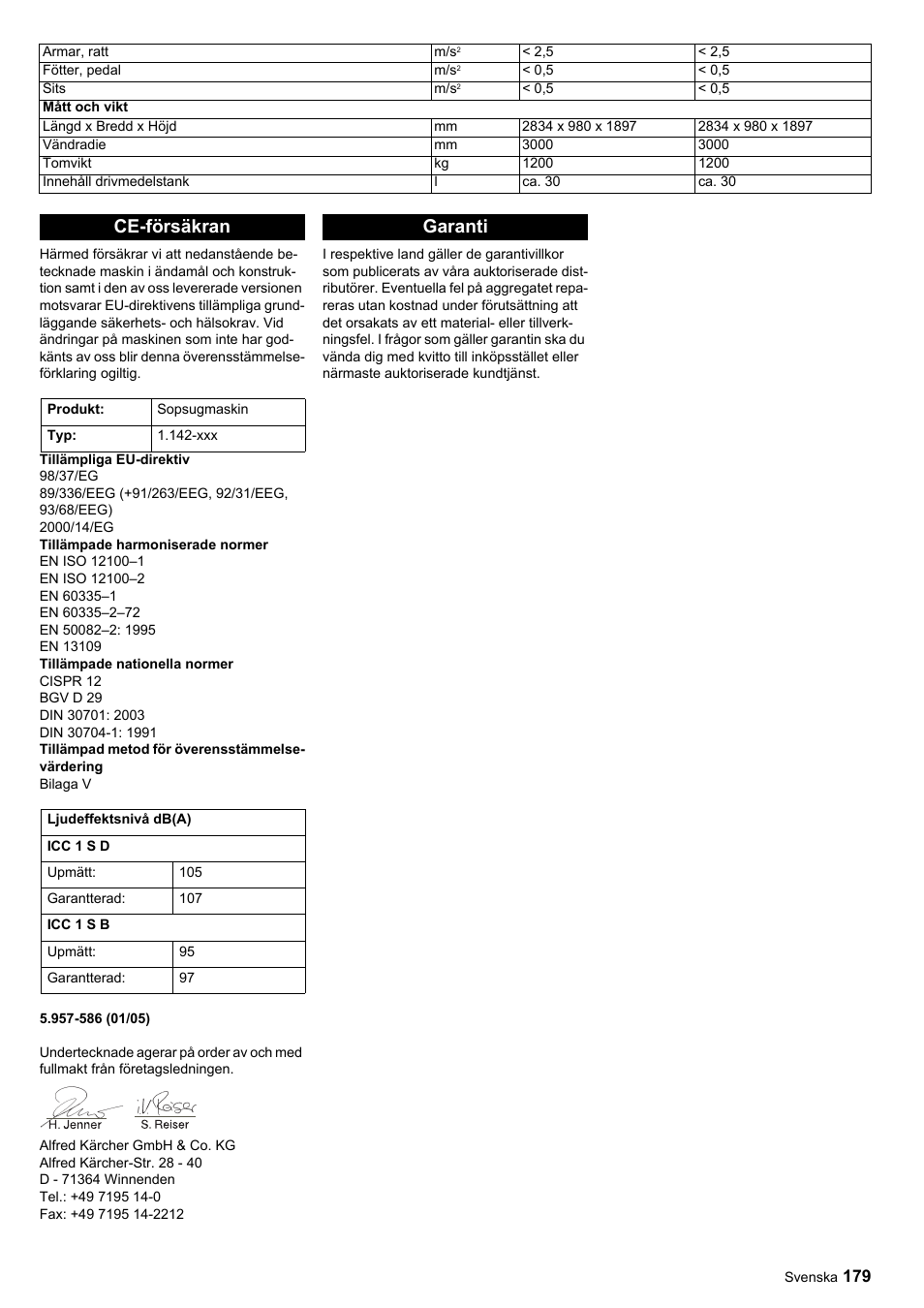 Ce-försäkran, Garanti | Karcher ICC 1 D Adv User Manual | Page 179 / 347