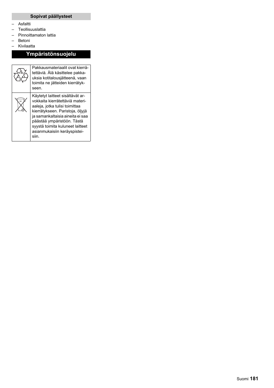 Ympäristönsuojelu | Karcher ICC 1 D Adv User Manual | Page 181 / 347