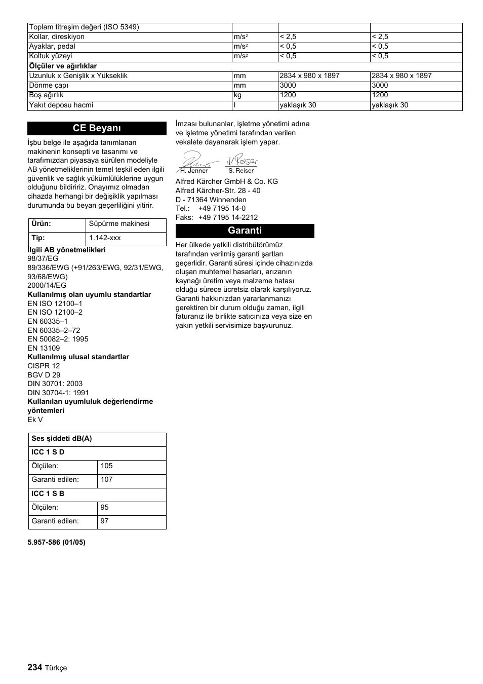 Ce beyanı, Garanti | Karcher ICC 1 D Adv User Manual | Page 234 / 347