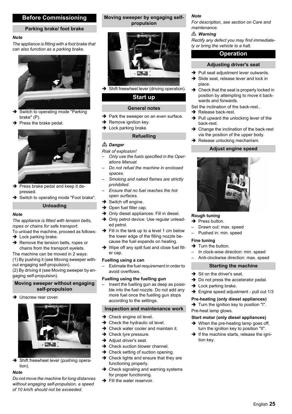 Before commissioning, Start up, Operation | Karcher ICC 1 D Adv User Manual | Page 25 / 347