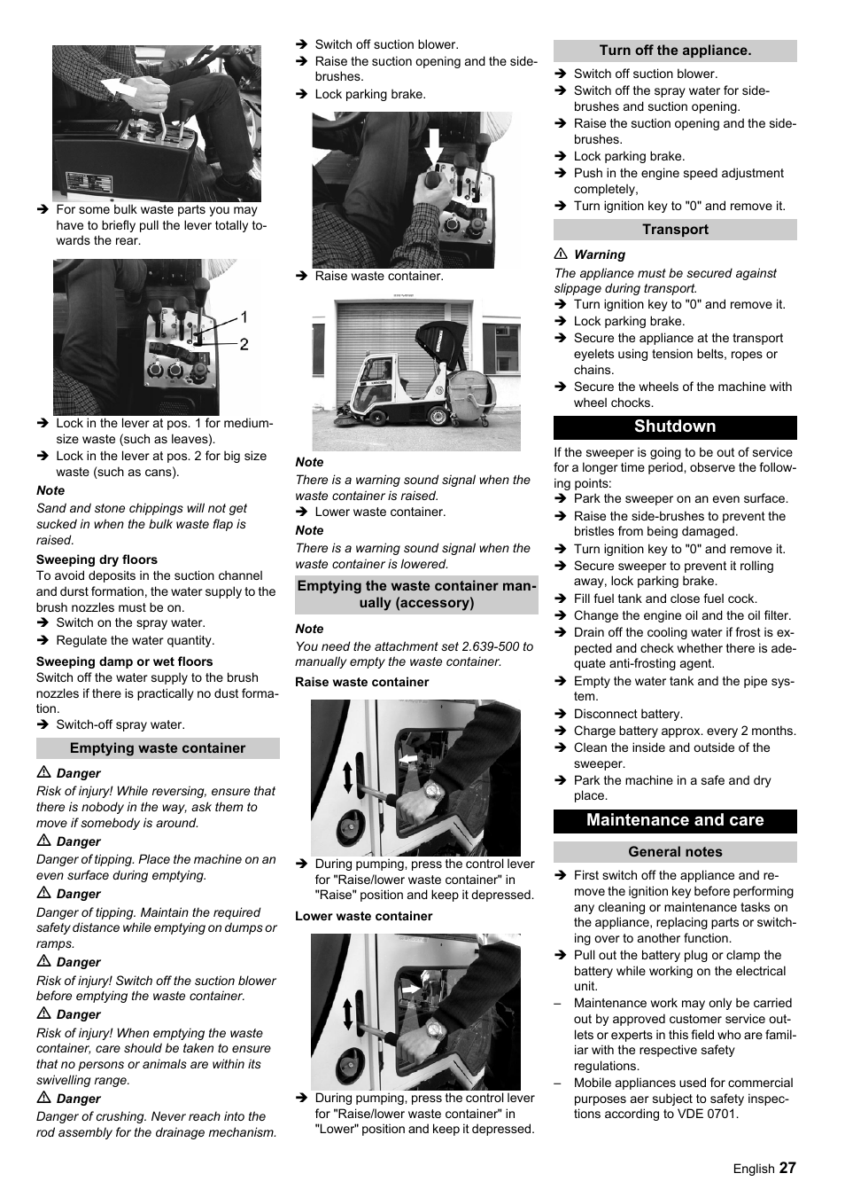 Shutdown maintenance and care | Karcher ICC 1 D Adv User Manual | Page 27 / 347