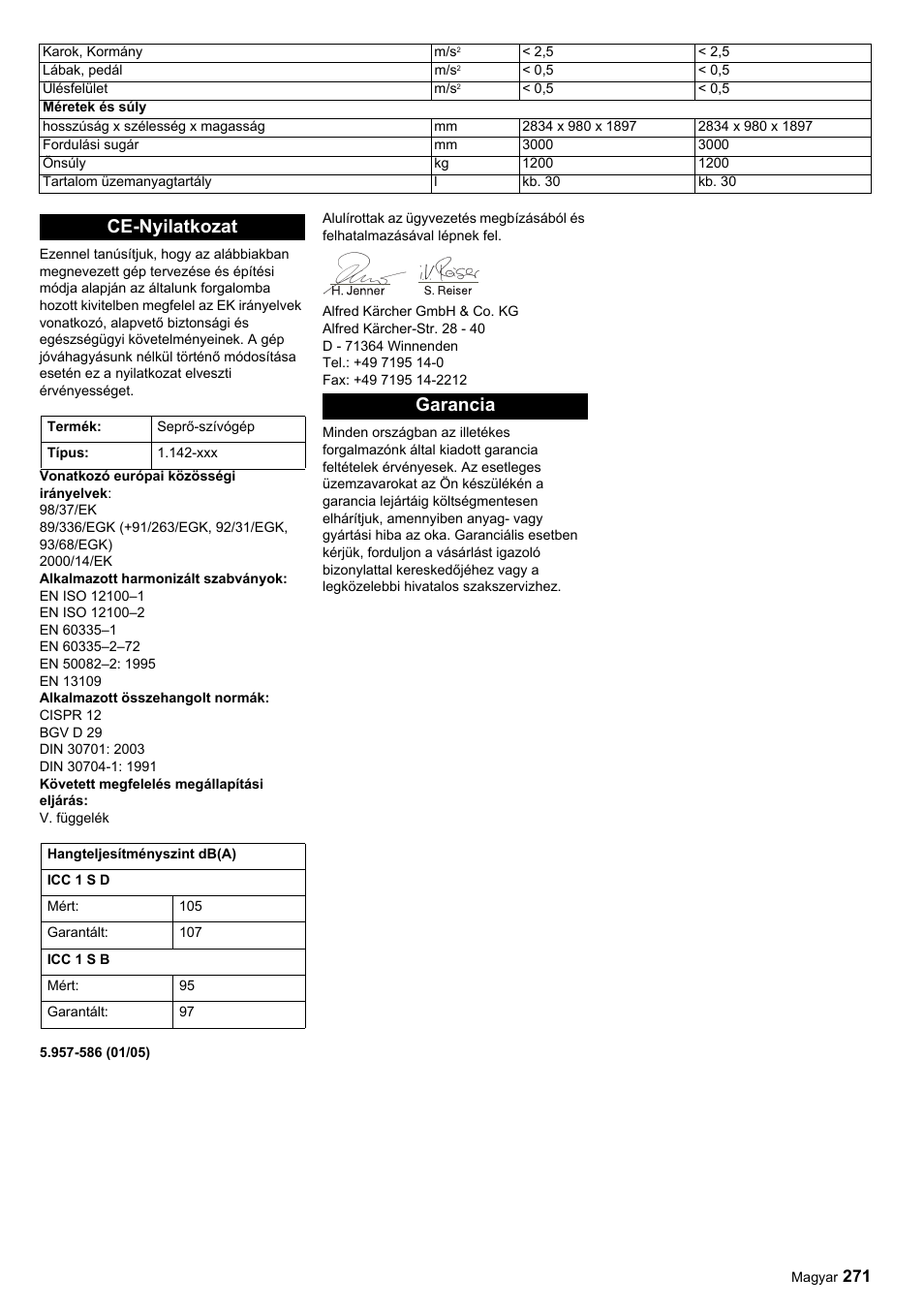 Ce-nyilatkozat, Garancia | Karcher ICC 1 D Adv User Manual | Page 271 / 347