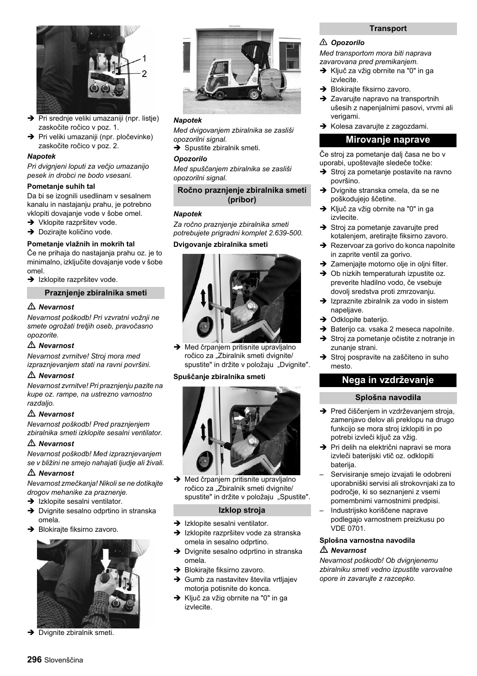 Mirovanje naprave nega in vzdrževanje | Karcher ICC 1 D Adv User Manual | Page 296 / 347