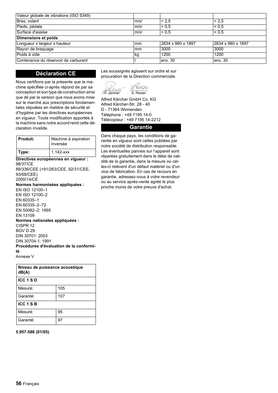 Déclaration ce, Garantie | Karcher ICC 1 D Adv User Manual | Page 56 / 347