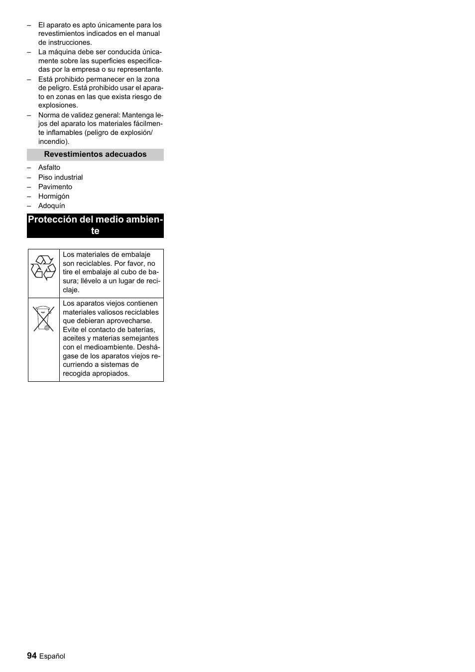 Protección del medio ambien- te | Karcher ICC 1 D Adv User Manual | Page 94 / 347