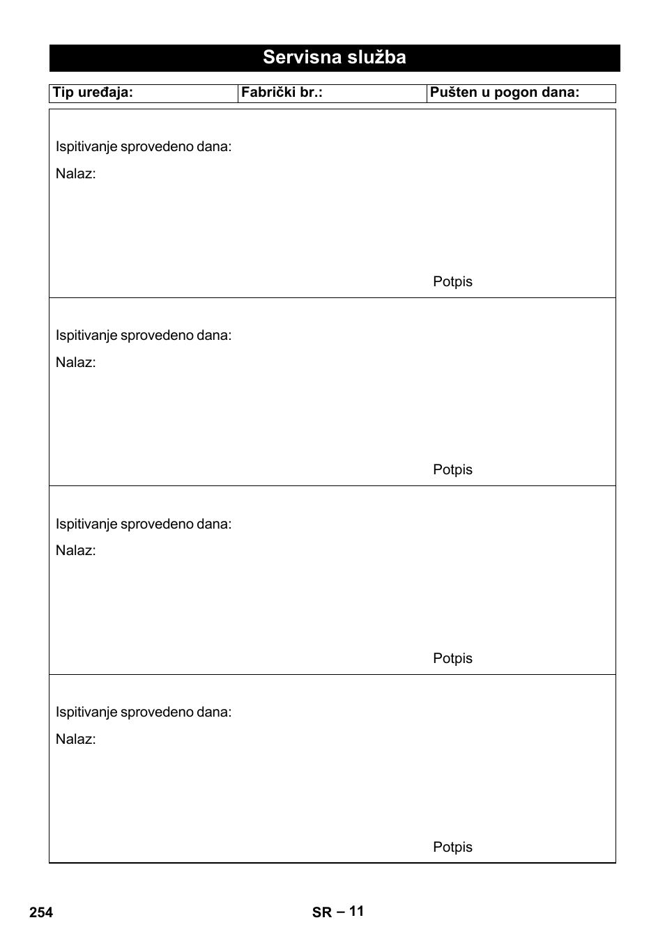 Servisna služba | Karcher HD 10-16-4 Cage Ex User Manual | Page 254 / 316