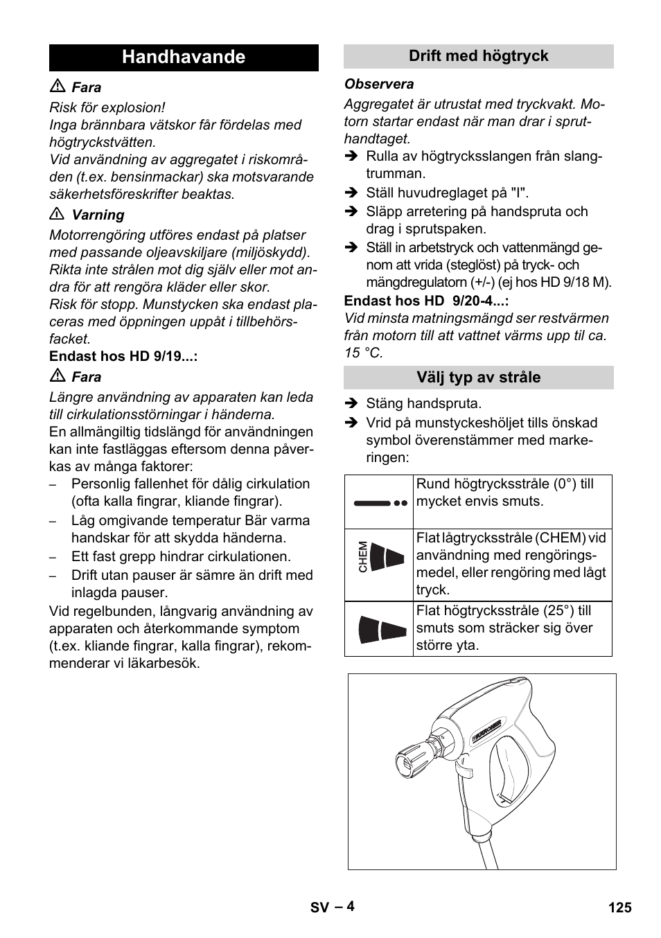 Handhavande | Karcher HD 9-19 M User Manual | Page 125 / 372