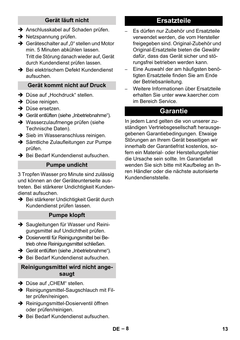 Ersatzteile garantie | Karcher HD 9-19 M User Manual | Page 13 / 372