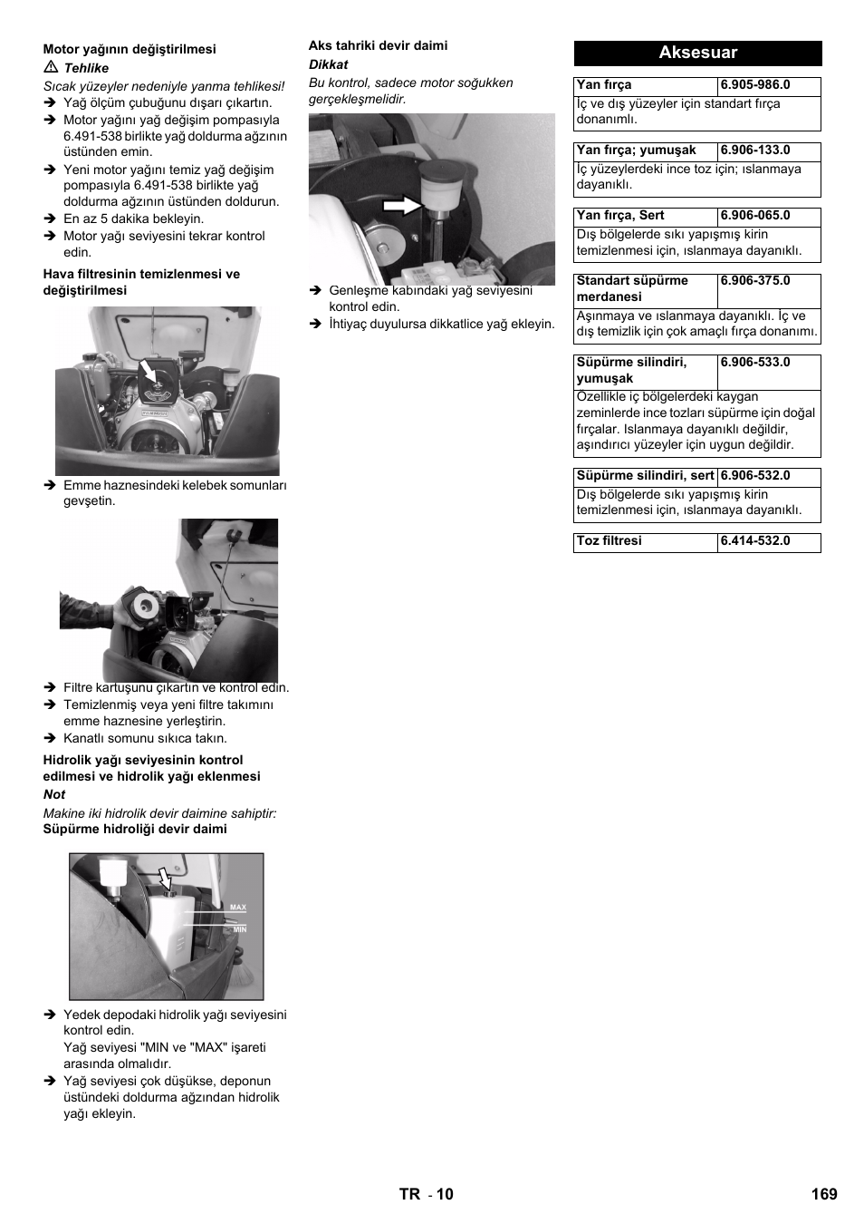 Aksesuar | Karcher KM 100-100 R D User Manual | Page 169 / 360