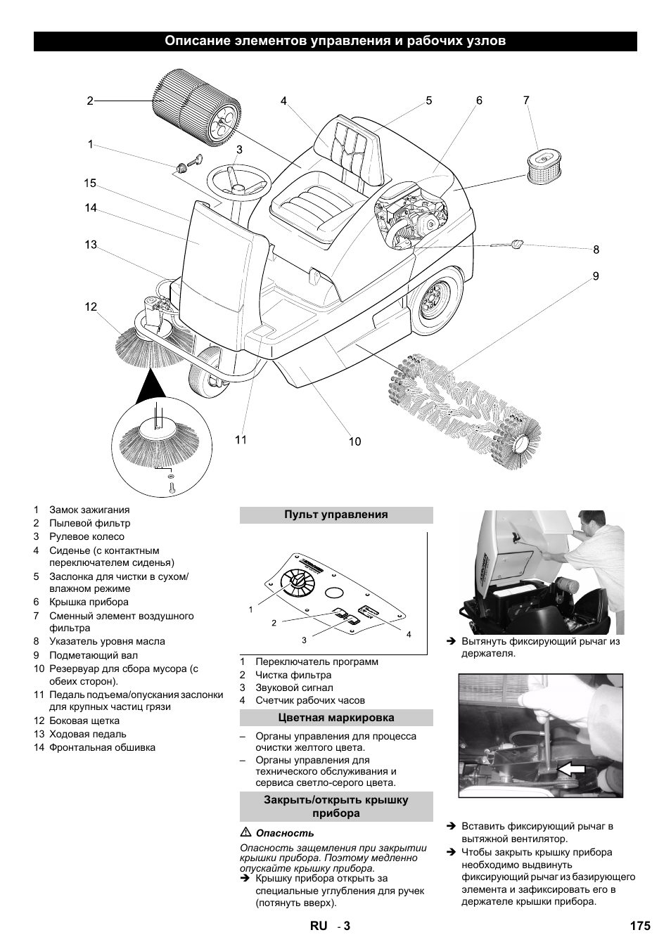 Описание элементов управления и рабочих узлов | Karcher KM 100-100 R D User Manual | Page 175 / 360