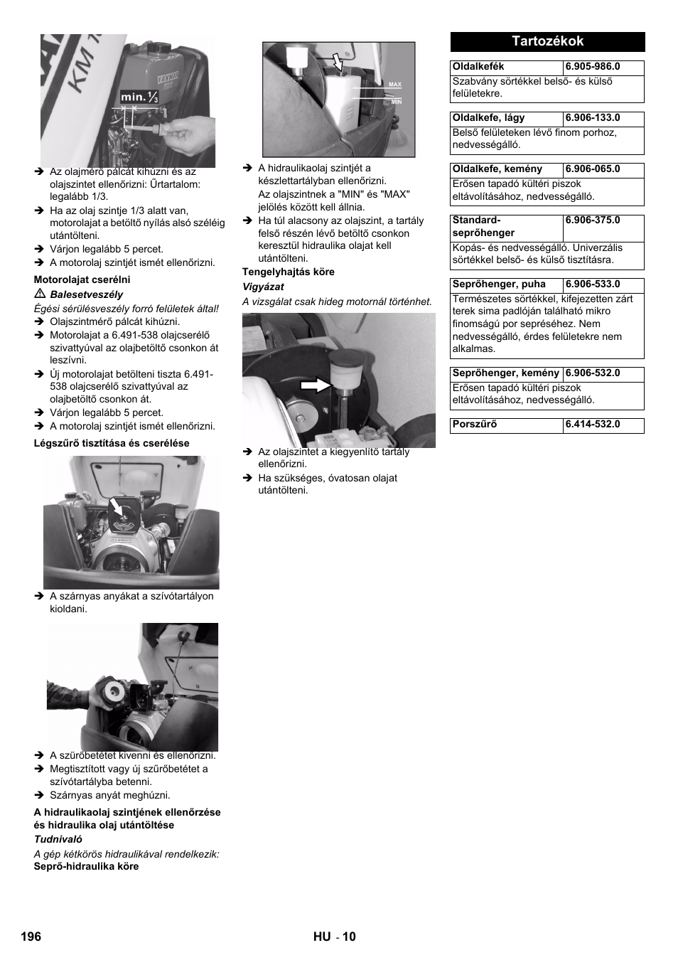 Tartozékok | Karcher KM 100-100 R D User Manual | Page 196 / 360