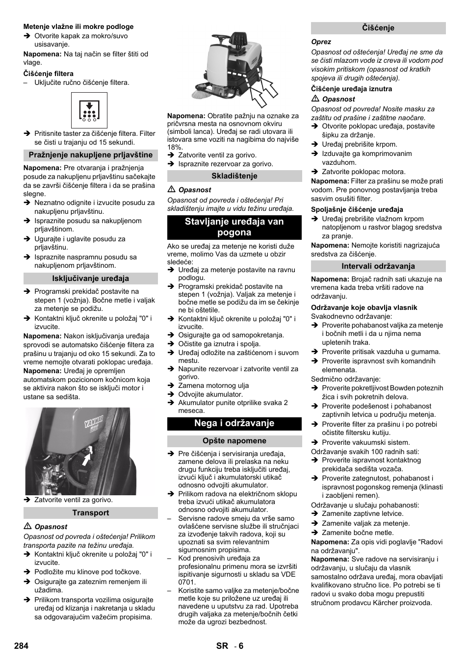 Stavljanje uređaja van pogona nega i održavanje | Karcher KM 100-100 R D User Manual | Page 284 / 360