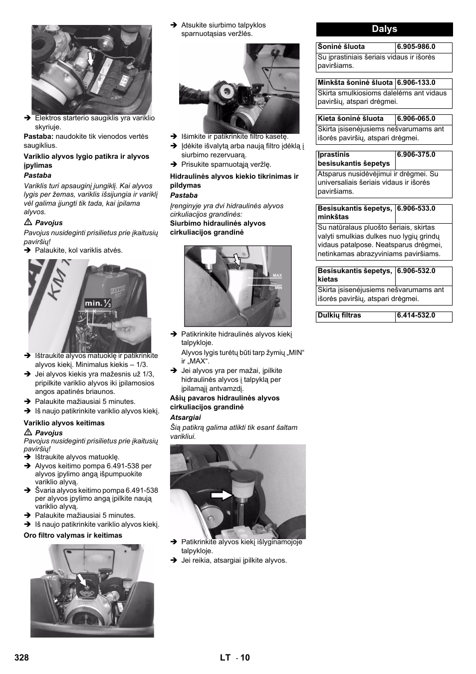 Dalys | Karcher KM 100-100 R D User Manual | Page 328 / 360