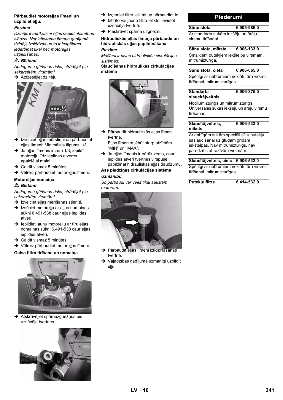 Piederumi | Karcher KM 100-100 R D User Manual | Page 341 / 360