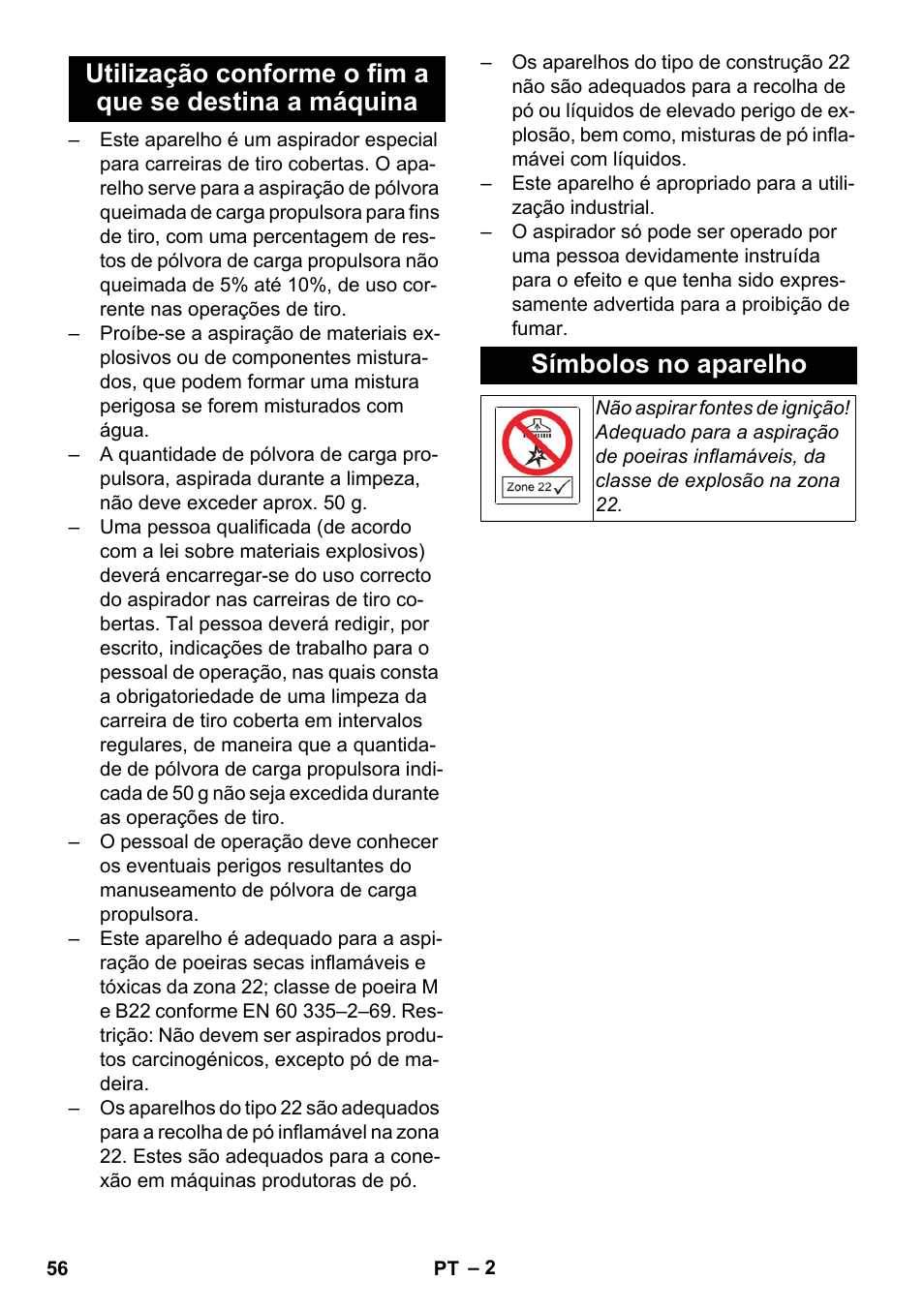 Símbolos no aparelho | Karcher NT 80-1 B1 M S User Manual | Page 56 / 160