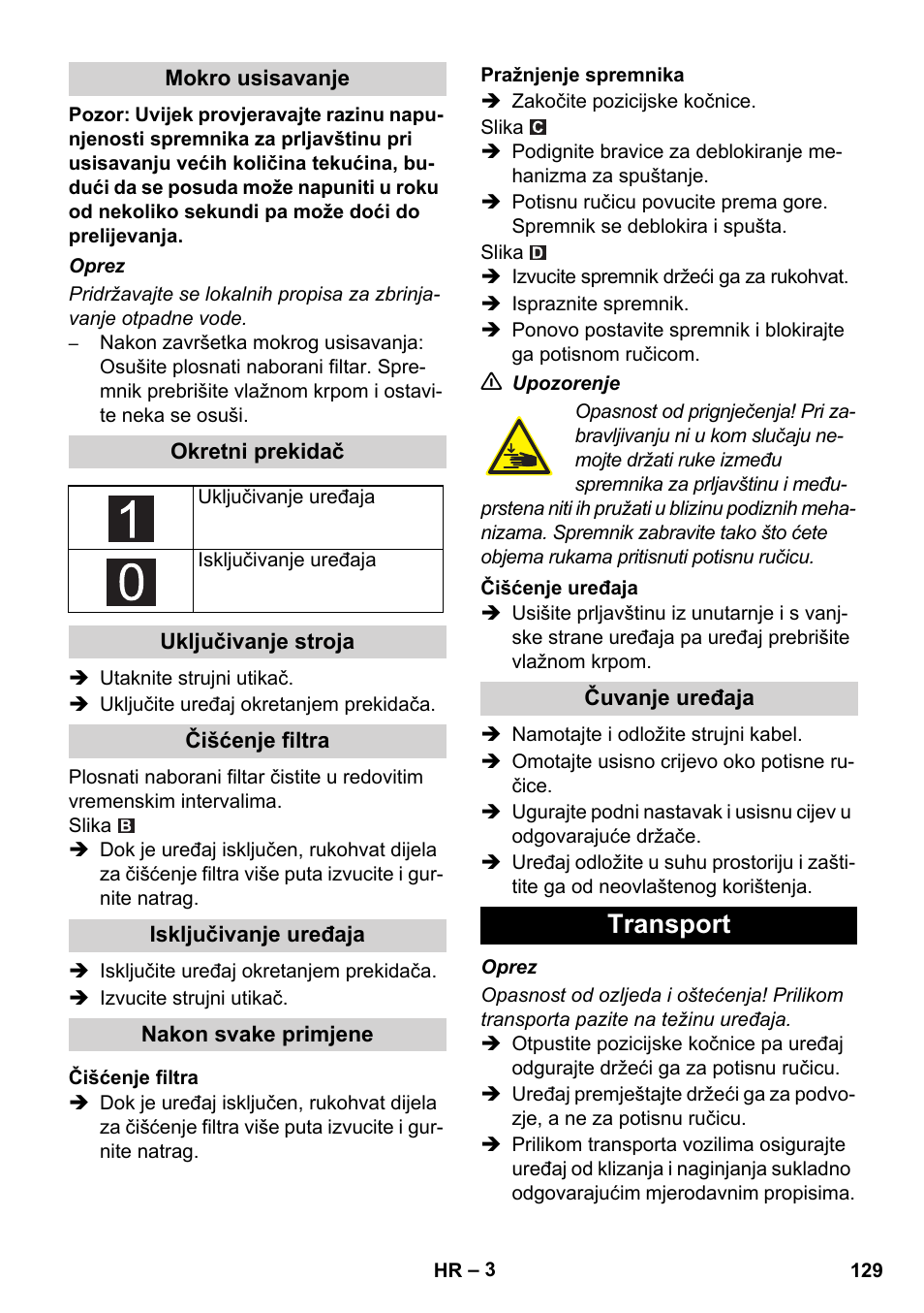 Transport | Karcher IVC 60-30 Ap User Manual | Page 129 / 172