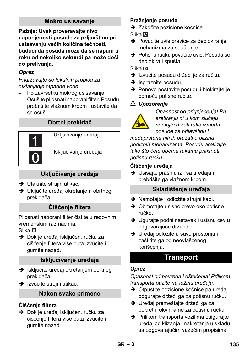 Transport | Karcher IVC 60-30 Ap User Manual | Page 135 / 172