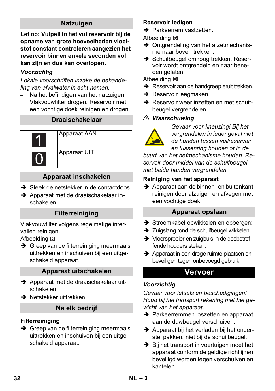 Vervoer | Karcher IVC 60-30 Ap User Manual | Page 32 / 172