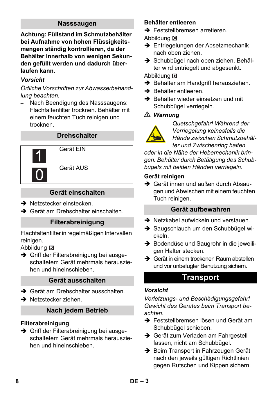 Transport | Karcher IVC 60-30 Ap User Manual | Page 8 / 172