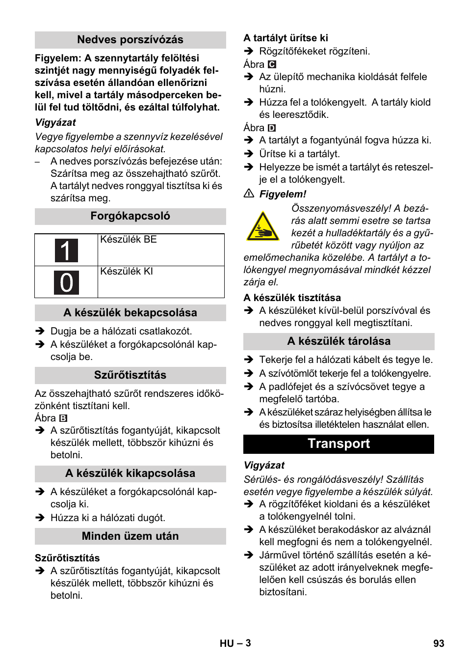 Transport | Karcher IVC 60-30 Ap User Manual | Page 93 / 172