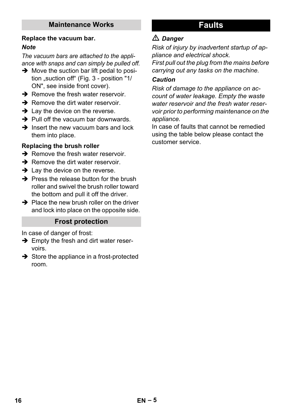 Faults | Karcher BR 30-4 C User Manual | Page 16 / 242