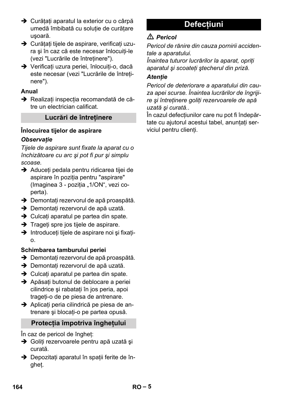 Defecţiuni | Karcher BR 30-4 C User Manual | Page 164 / 242