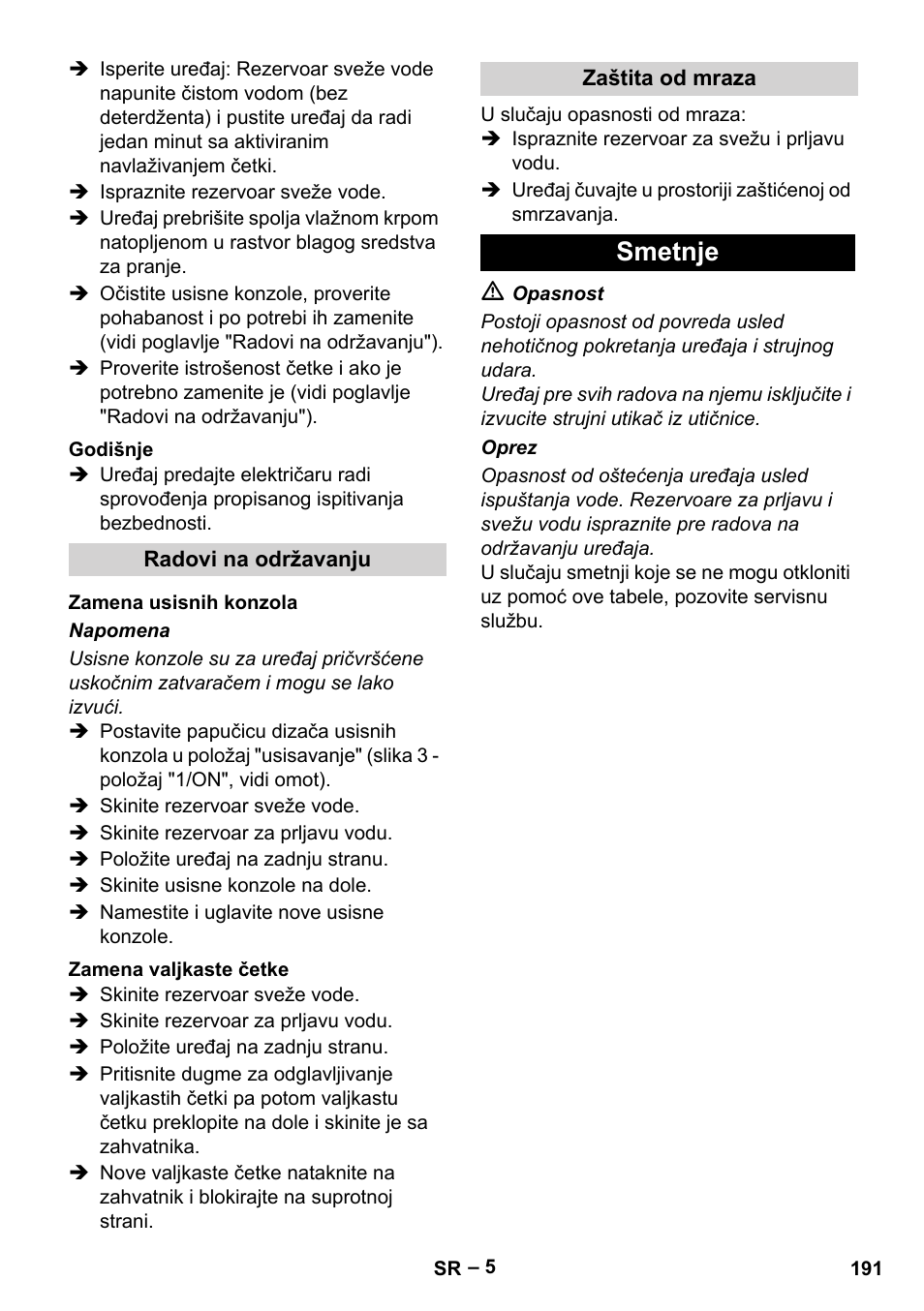 Smetnje | Karcher BR 30-4 C User Manual | Page 191 / 242