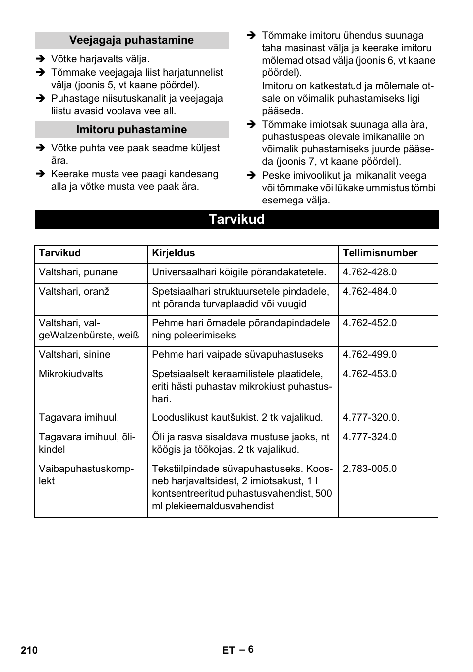 Tarvikud | Karcher BR 30-4 C User Manual | Page 210 / 242
