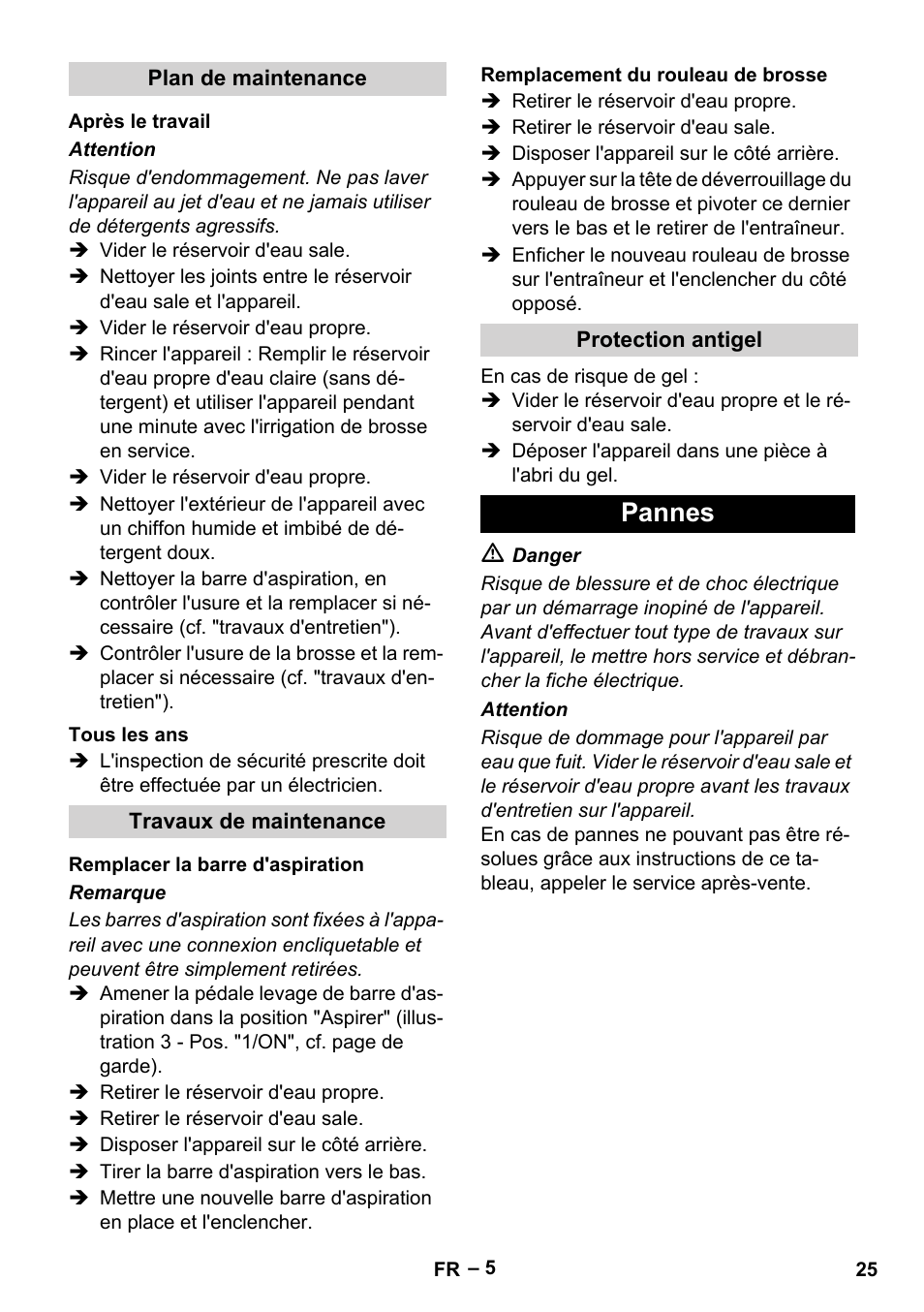 Pannes | Karcher BR 30-4 C User Manual | Page 25 / 242