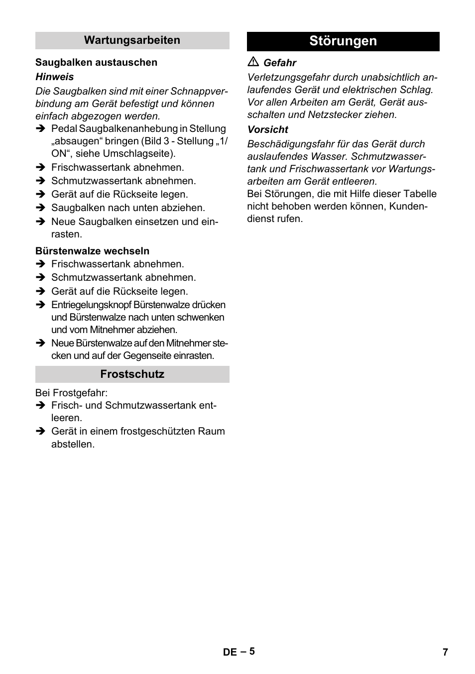 Störungen | Karcher BR 30-4 C User Manual | Page 7 / 242