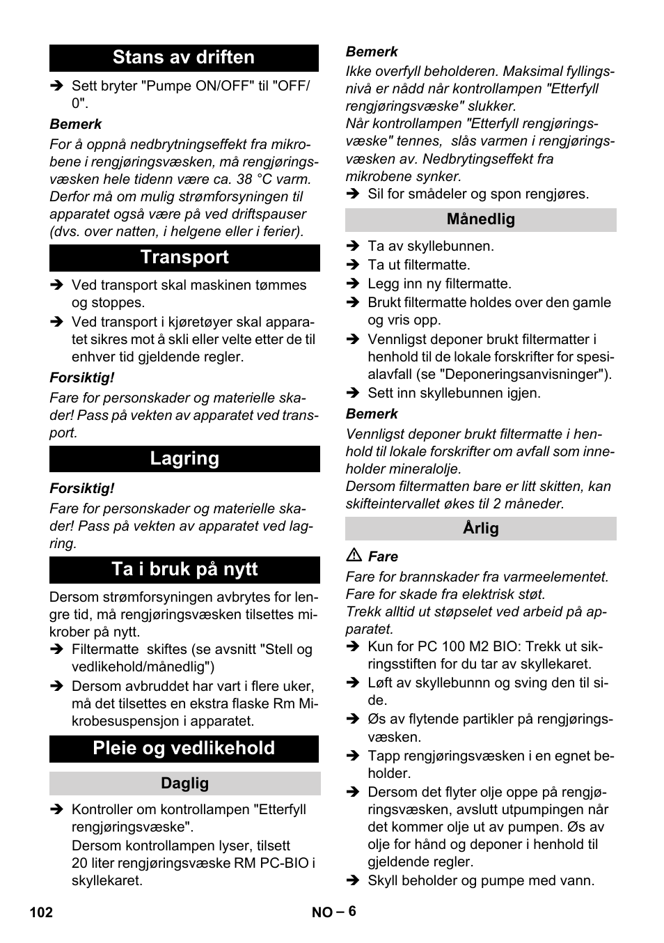 Karcher PC 100 M2 BIO User Manual | Page 102 / 232