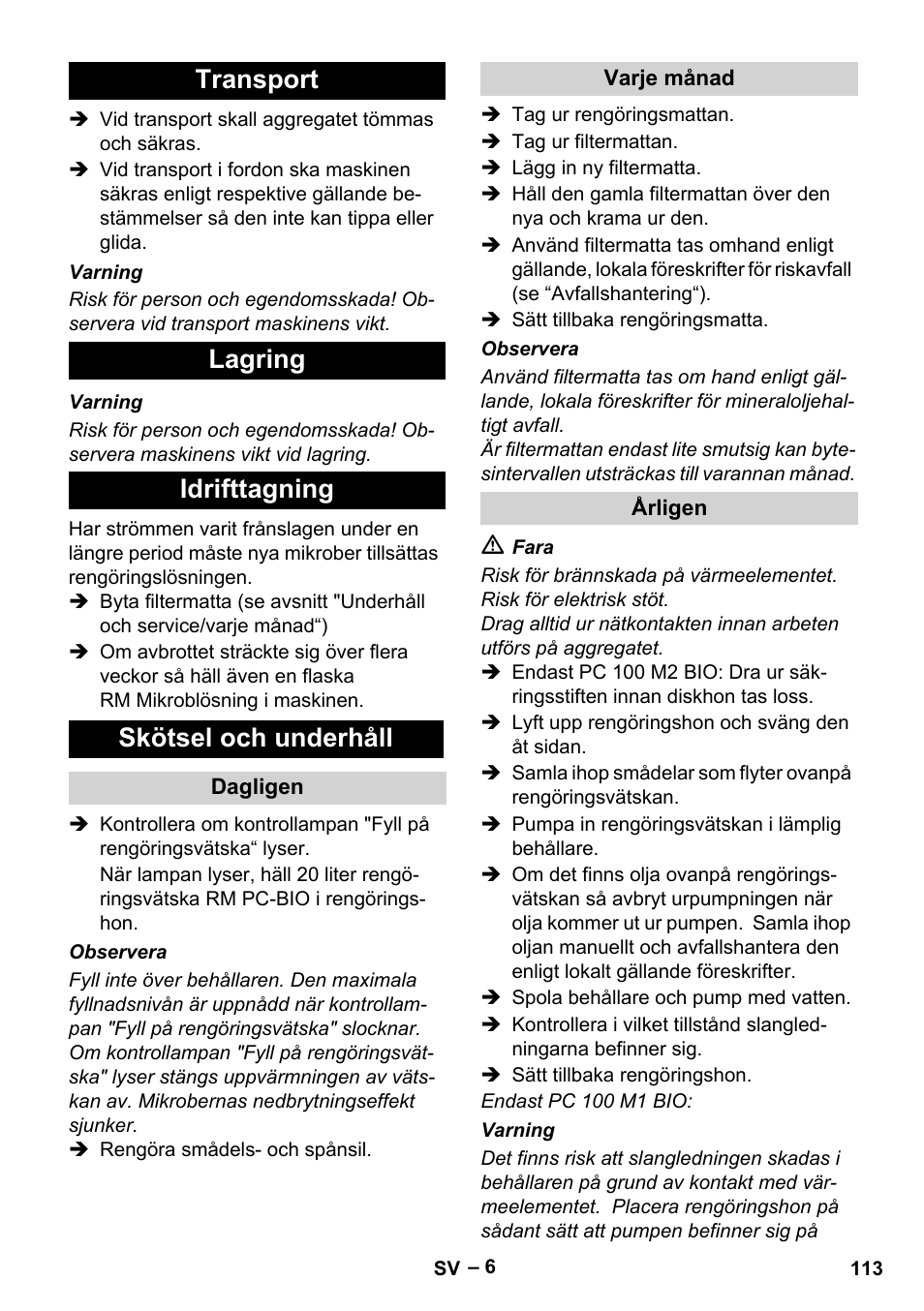 Karcher PC 100 M2 BIO User Manual | Page 113 / 232