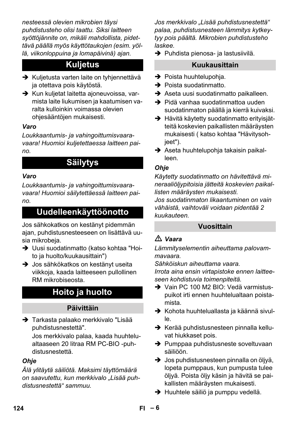 Karcher PC 100 M2 BIO User Manual | Page 124 / 232