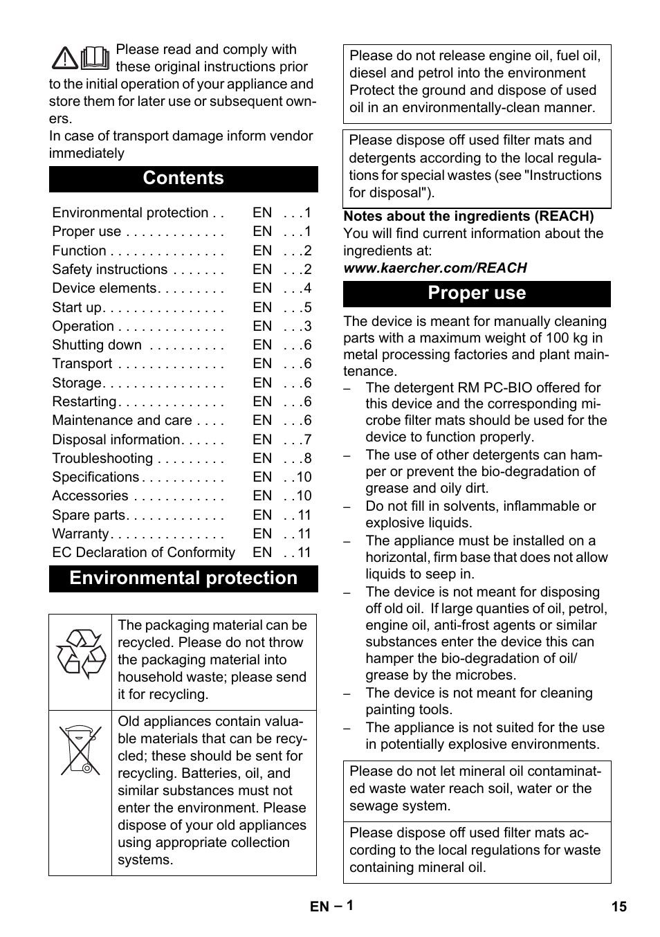 Karcher PC 100 M2 BIO User Manual | Page 15 / 232