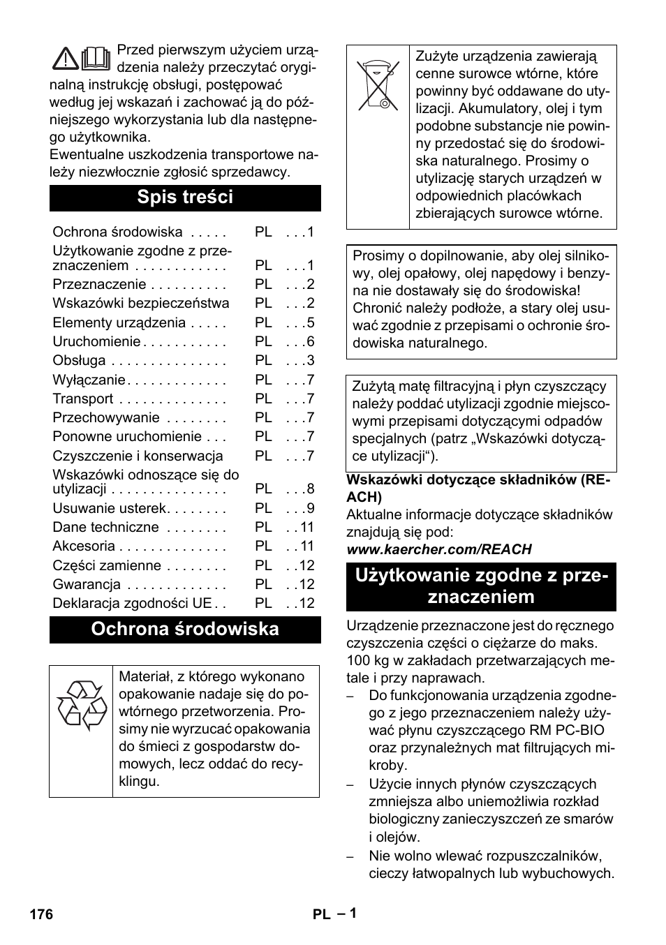 Karcher PC 100 M2 BIO User Manual | Page 176 / 232