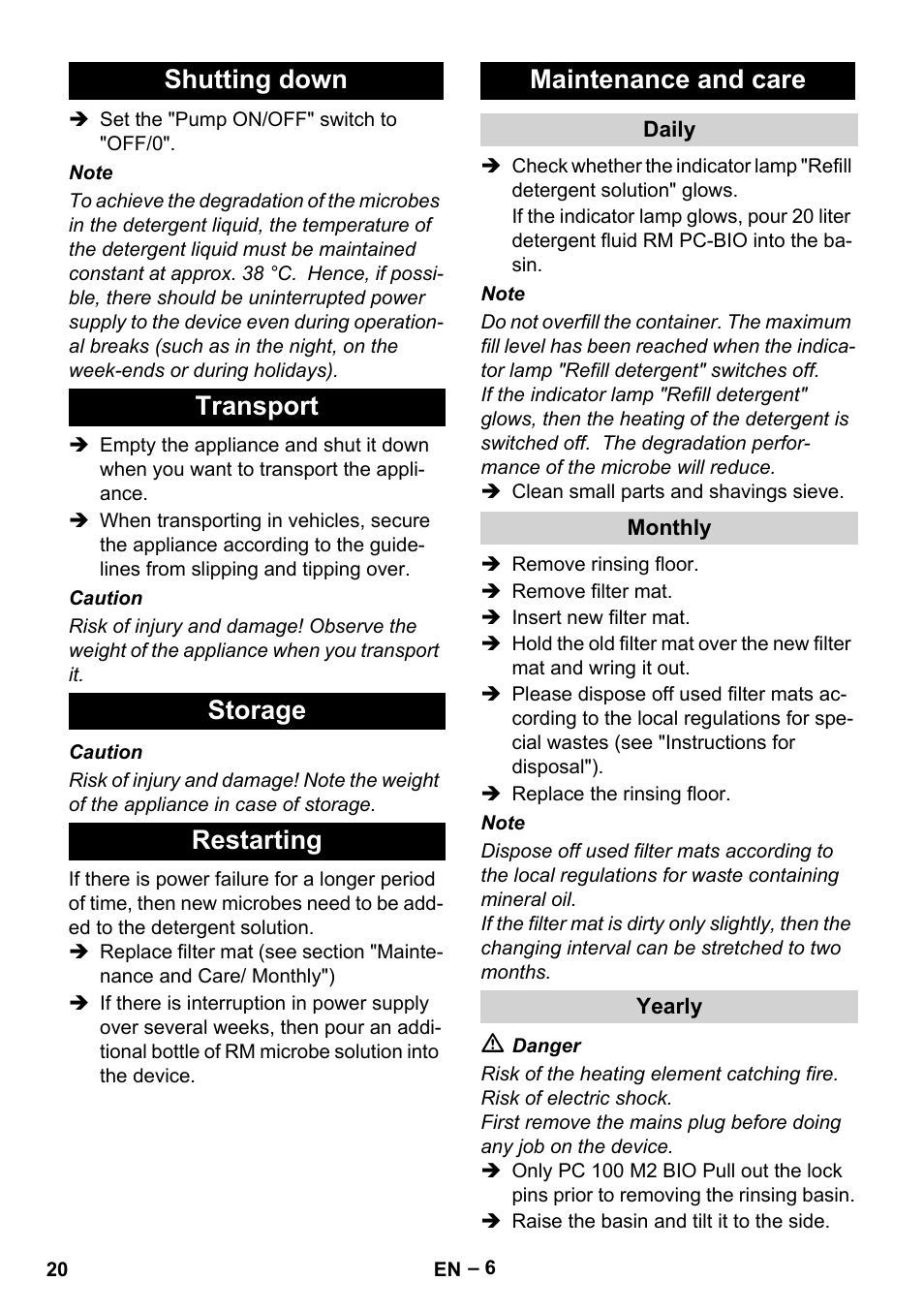 Karcher PC 100 M2 BIO User Manual | Page 20 / 232