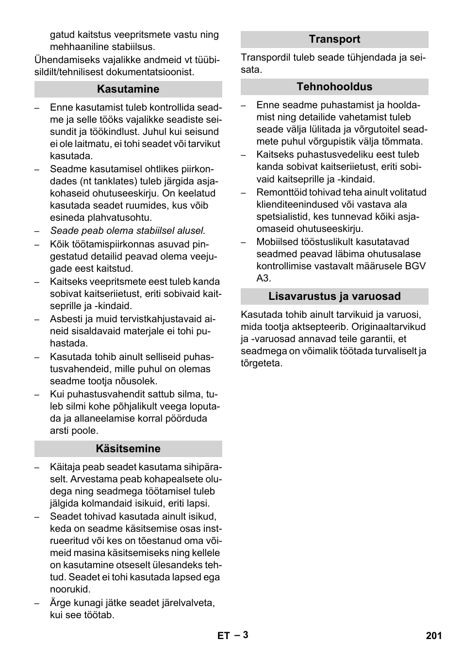 Karcher PC 100 M2 BIO User Manual | Page 201 / 232