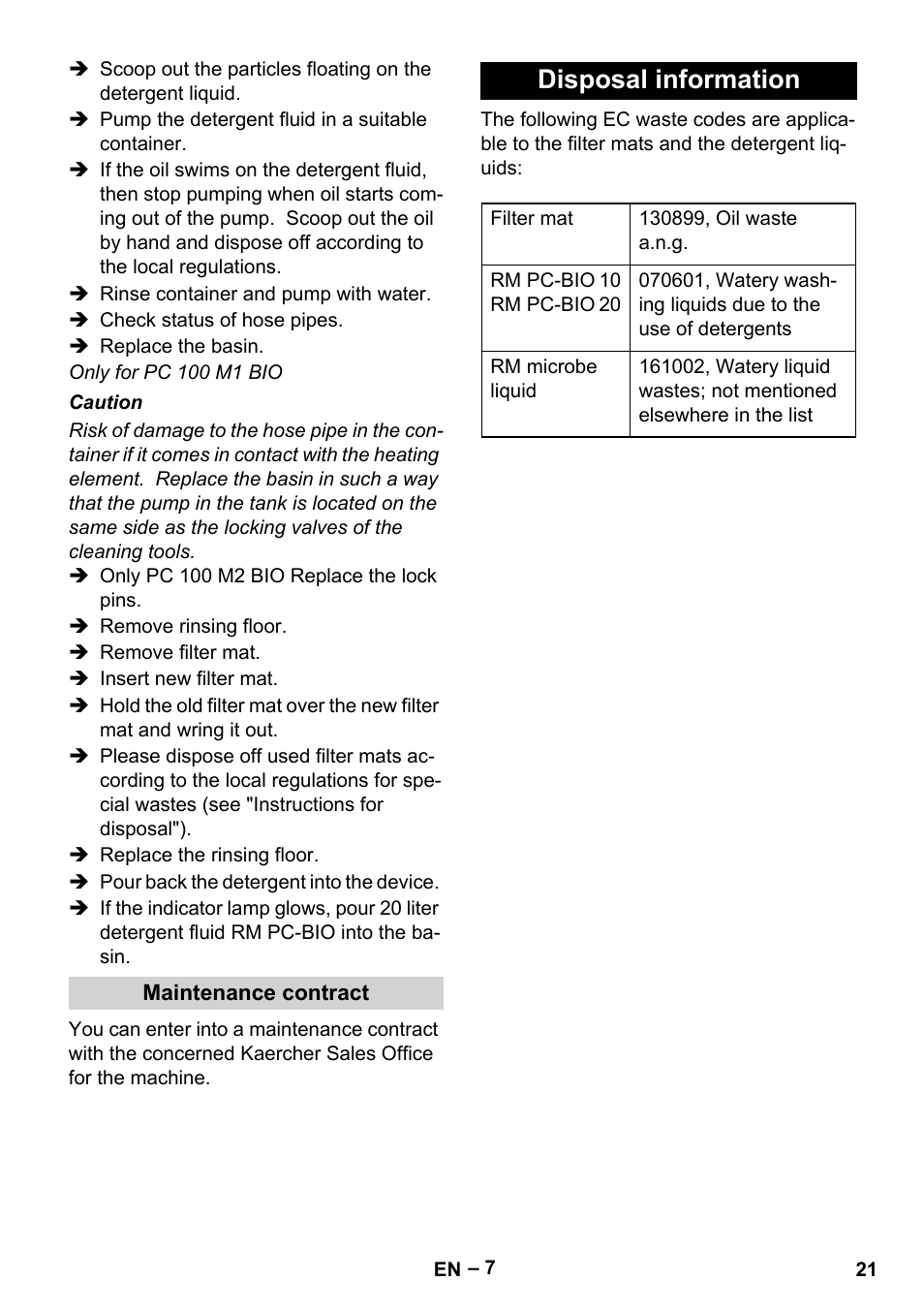 Disposal information | Karcher PC 100 M2 BIO User Manual | Page 21 / 232