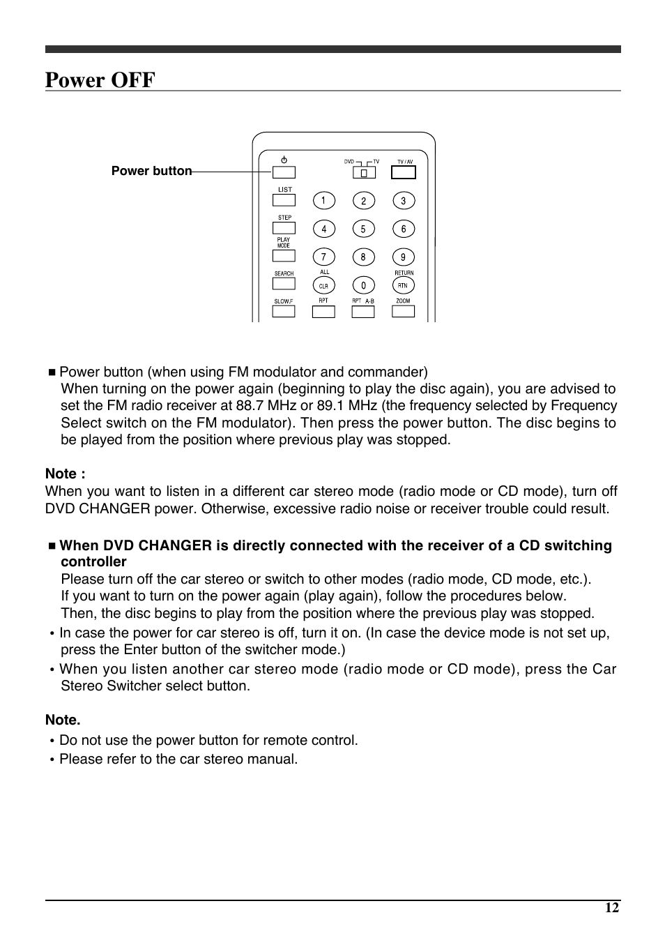 Power off | Audiovox PAV6D User Manual | Page 15 / 58