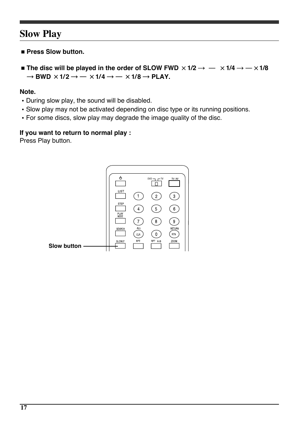 Slow play | Audiovox PAV6D User Manual | Page 20 / 58