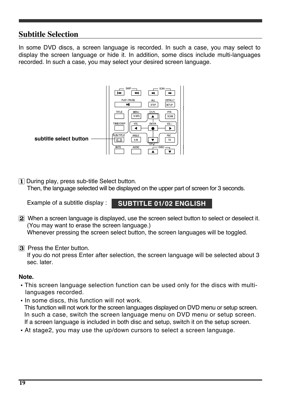 Subtitle selection | Audiovox PAV6D User Manual | Page 22 / 58