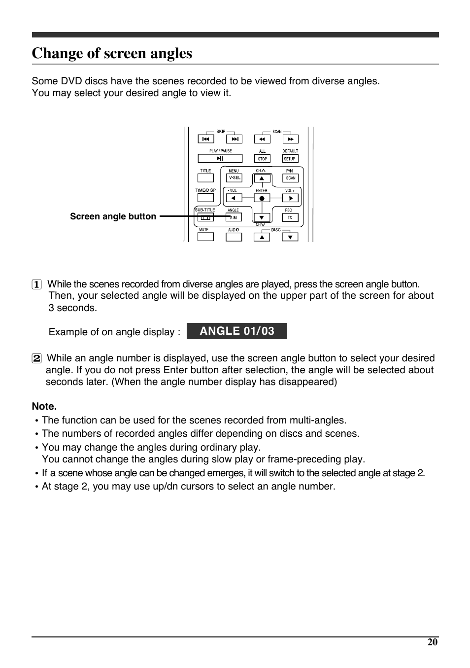 Change of screen angles | Audiovox PAV6D User Manual | Page 23 / 58