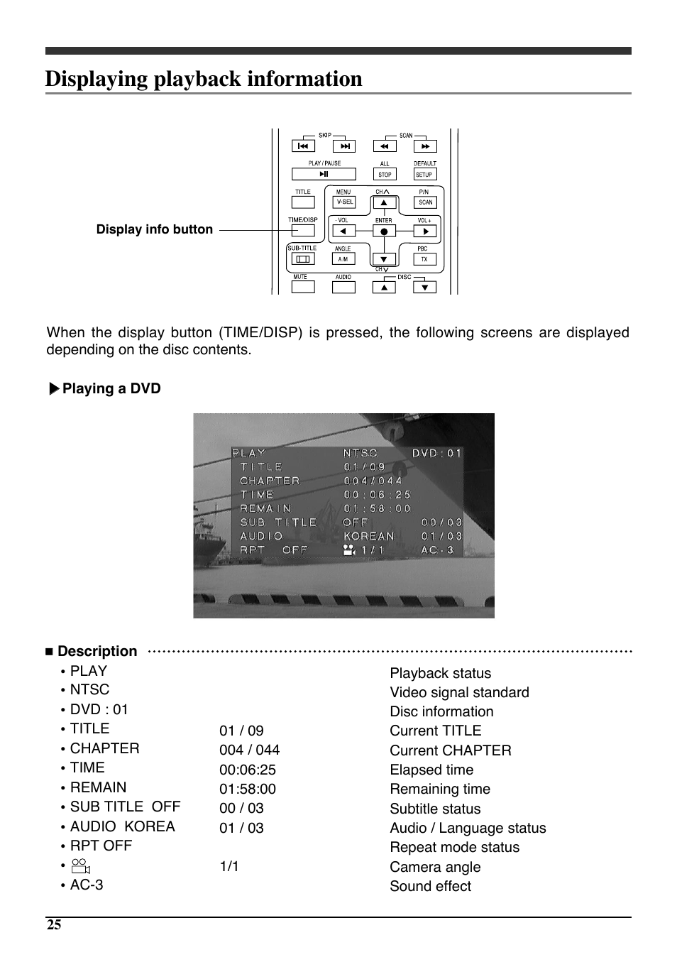 Displaying playback information | Audiovox PAV6D User Manual | Page 28 / 58