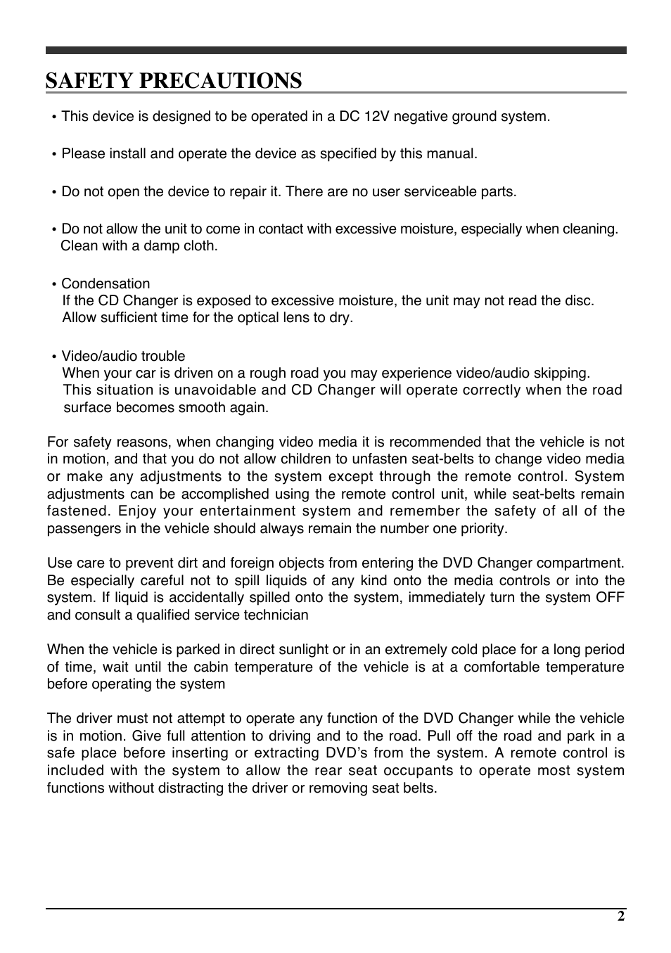 Safety precautions | Audiovox PAV6D User Manual | Page 5 / 58